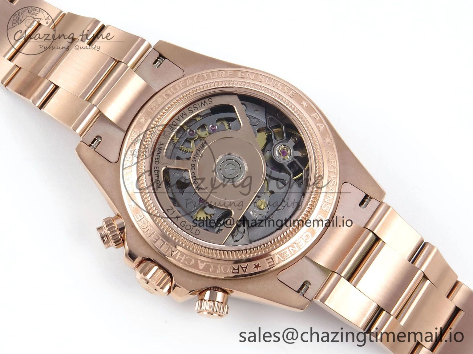 Soft Daytona Artisans Skeleton RG ADGF Best Edition Skeleton Dial on RG Oyster Bracelet SA 752