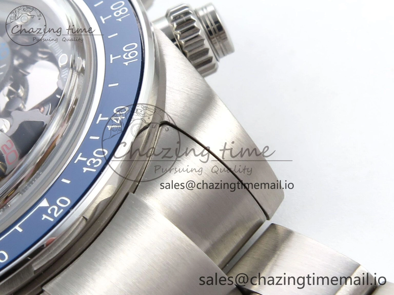 EasyMatch Daytona Artisans Skeleton SS ADGF Best Edition Blue Ceramic Bezel Skeleton Dial on SS Oyster Bracelet SA 1175