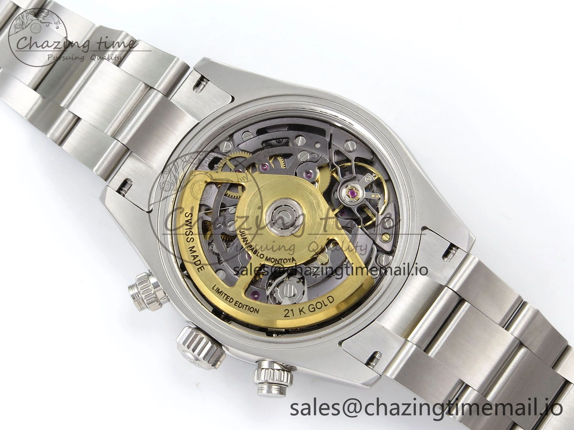 EasyMatch Daytona Artisans Skeleton SS ADGF Best Edition Blue Ceramic Bezel Skeleton Dial on SS Oyster Bracelet SA 1175