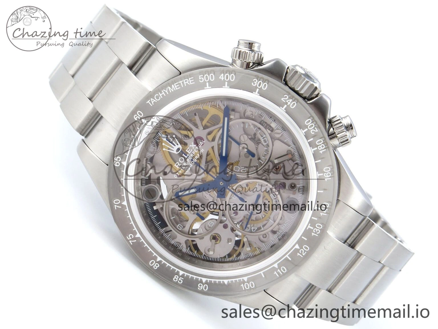 Durable Daytona Artisans Skeleton SS ADGF Best Edition Skeleton Dial SS Bezel on SS Oyster Bracelet SA 491