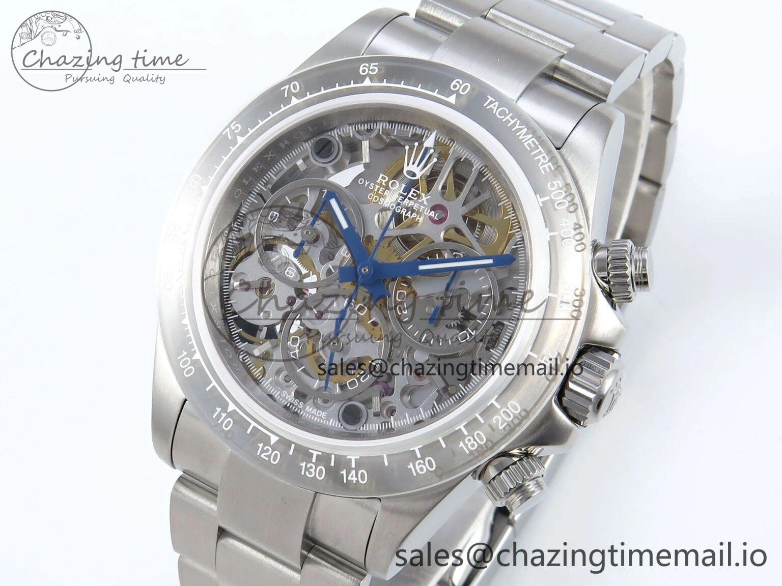 Durable Daytona Artisans Skeleton SS ADGF Best Edition Skeleton Dial SS Bezel on SS Oyster Bracelet SA 491