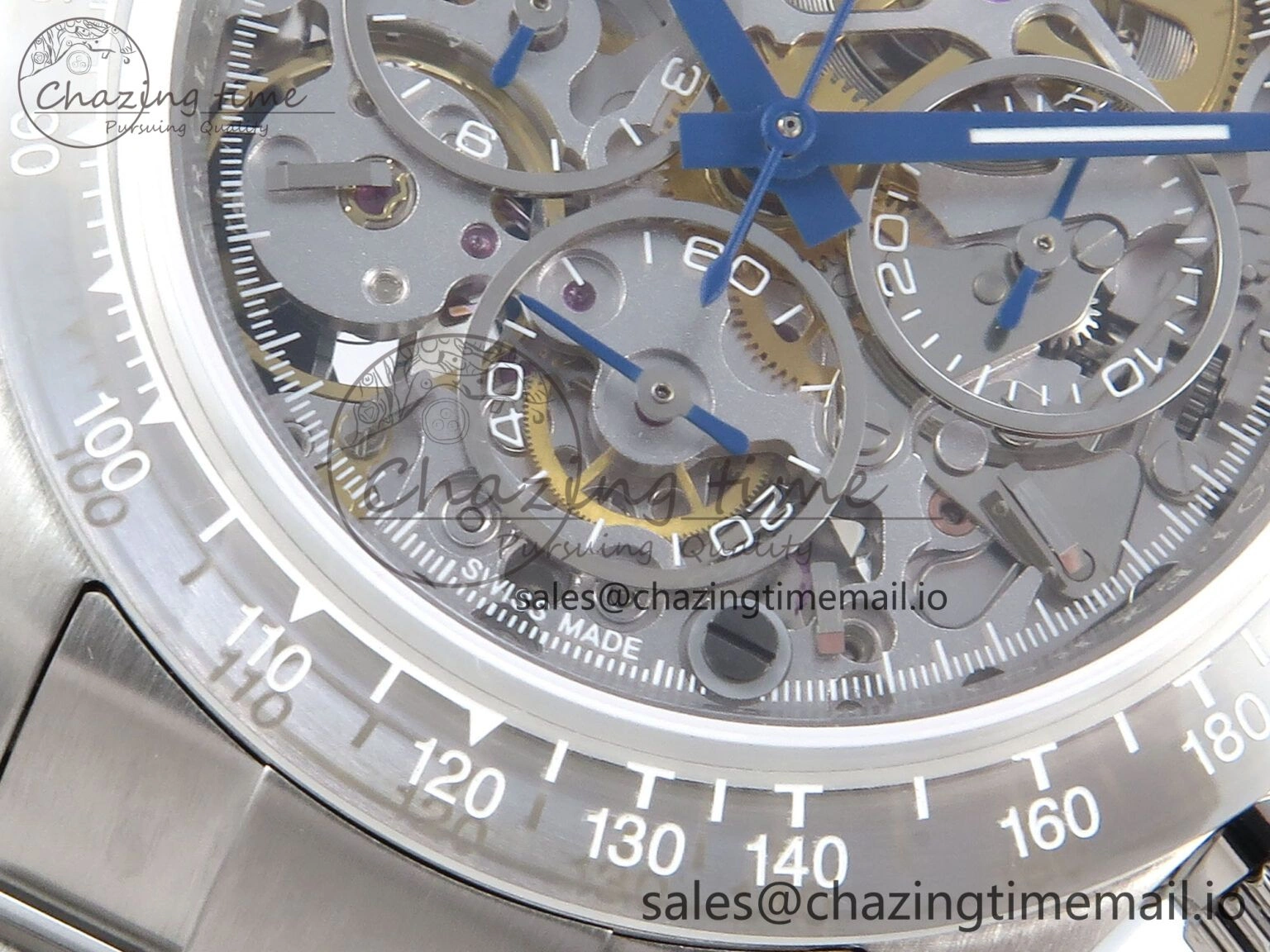 Durable Daytona Artisans Skeleton SS ADGF Best Edition Skeleton Dial SS Bezel on SS Oyster Bracelet SA 491