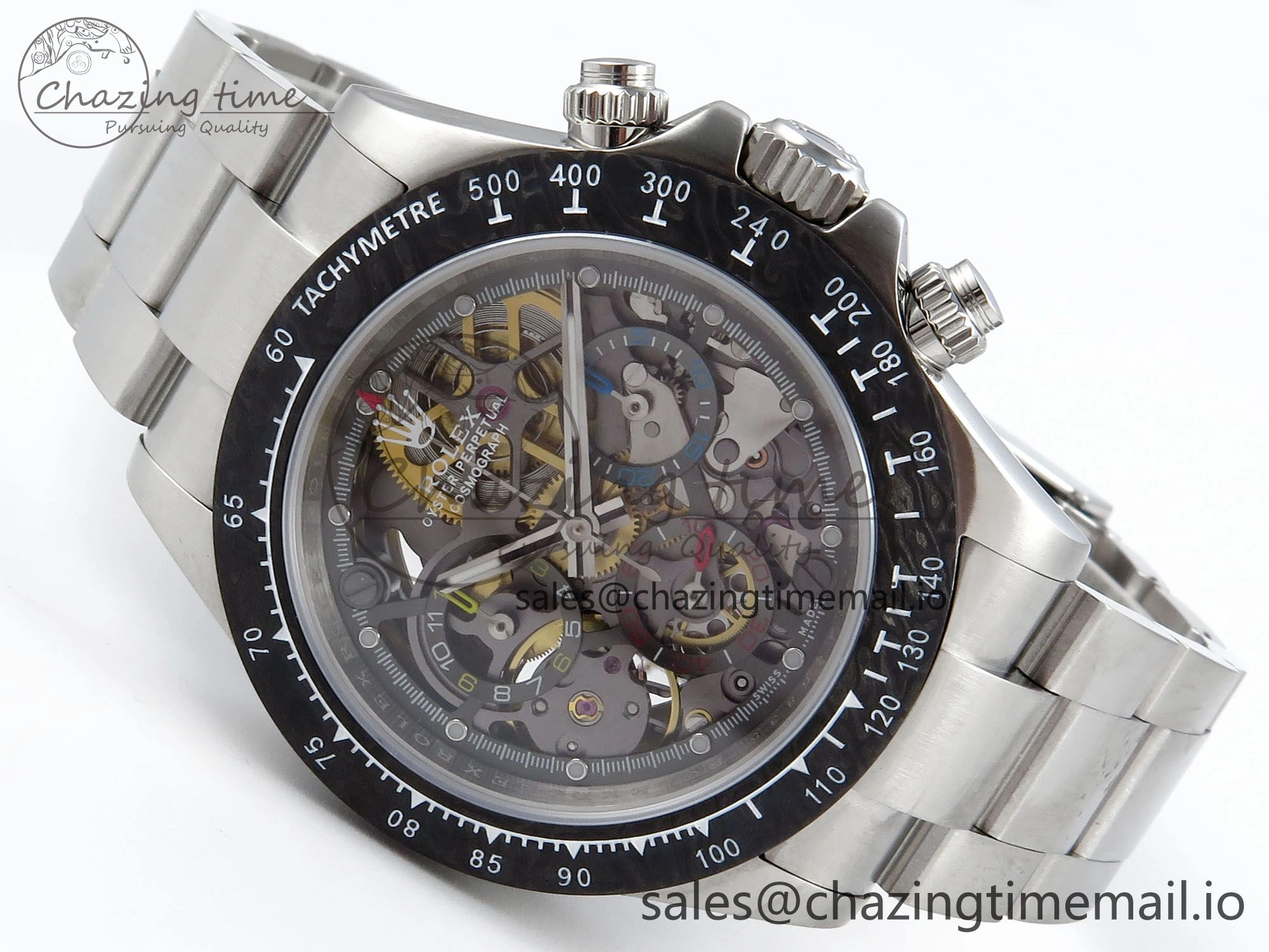 Stylish Daytona Artisans Skeleton SS ADGF Best Edition Skeleton Dial on SS Oyster Bracelet SA 753