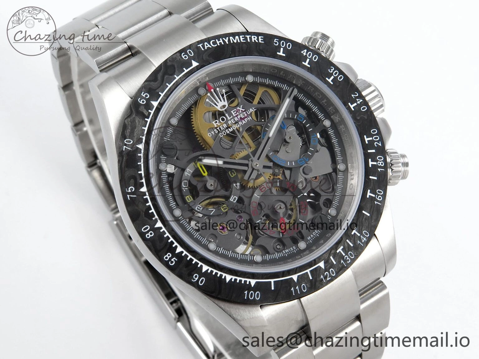 Stylish Daytona Artisans Skeleton SS ADGF Best Edition Skeleton Dial on SS Oyster Bracelet SA 753