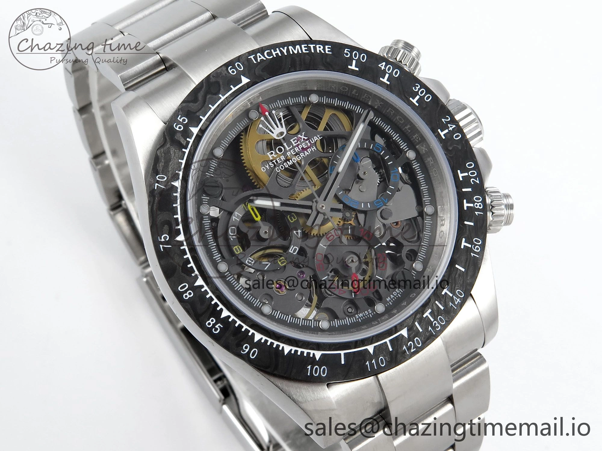 Stylish Daytona Artisans Skeleton SS ADGF Best Edition Skeleton Dial on SS Oyster Bracelet SA 753