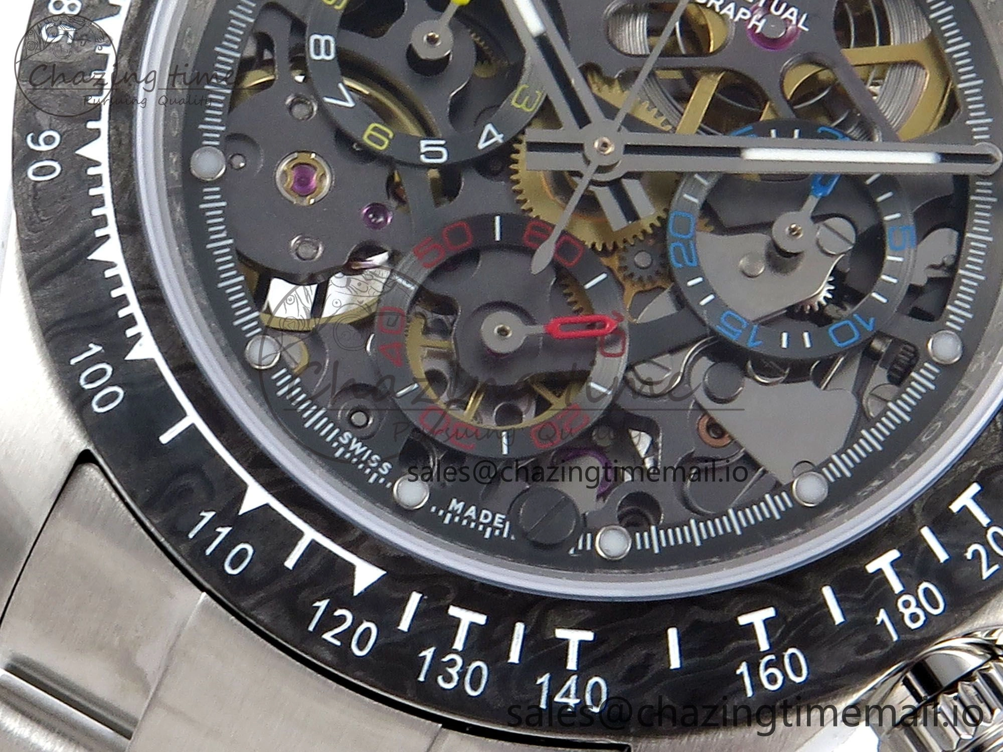 Stylish Daytona Artisans Skeleton SS ADGF Best Edition Skeleton Dial on SS Oyster Bracelet SA 753