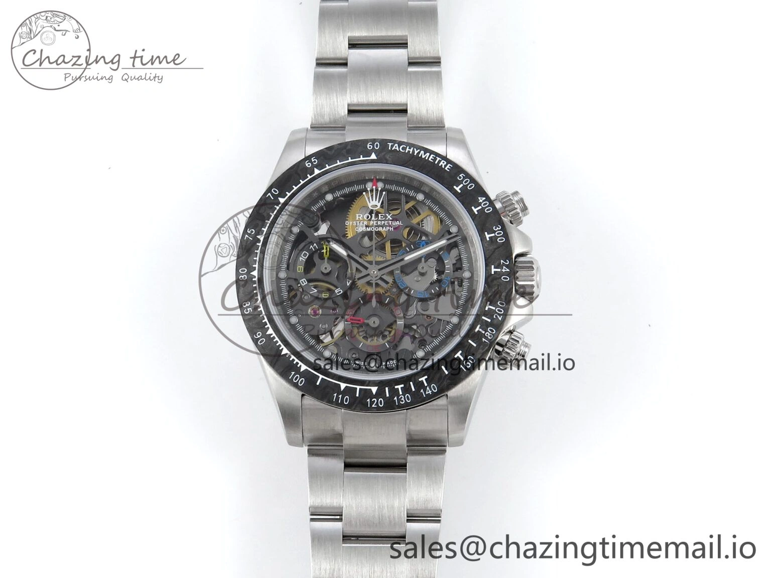 Stylish Daytona Artisans Skeleton SS ADGF Best Edition Skeleton Dial on SS Oyster Bracelet SA 753