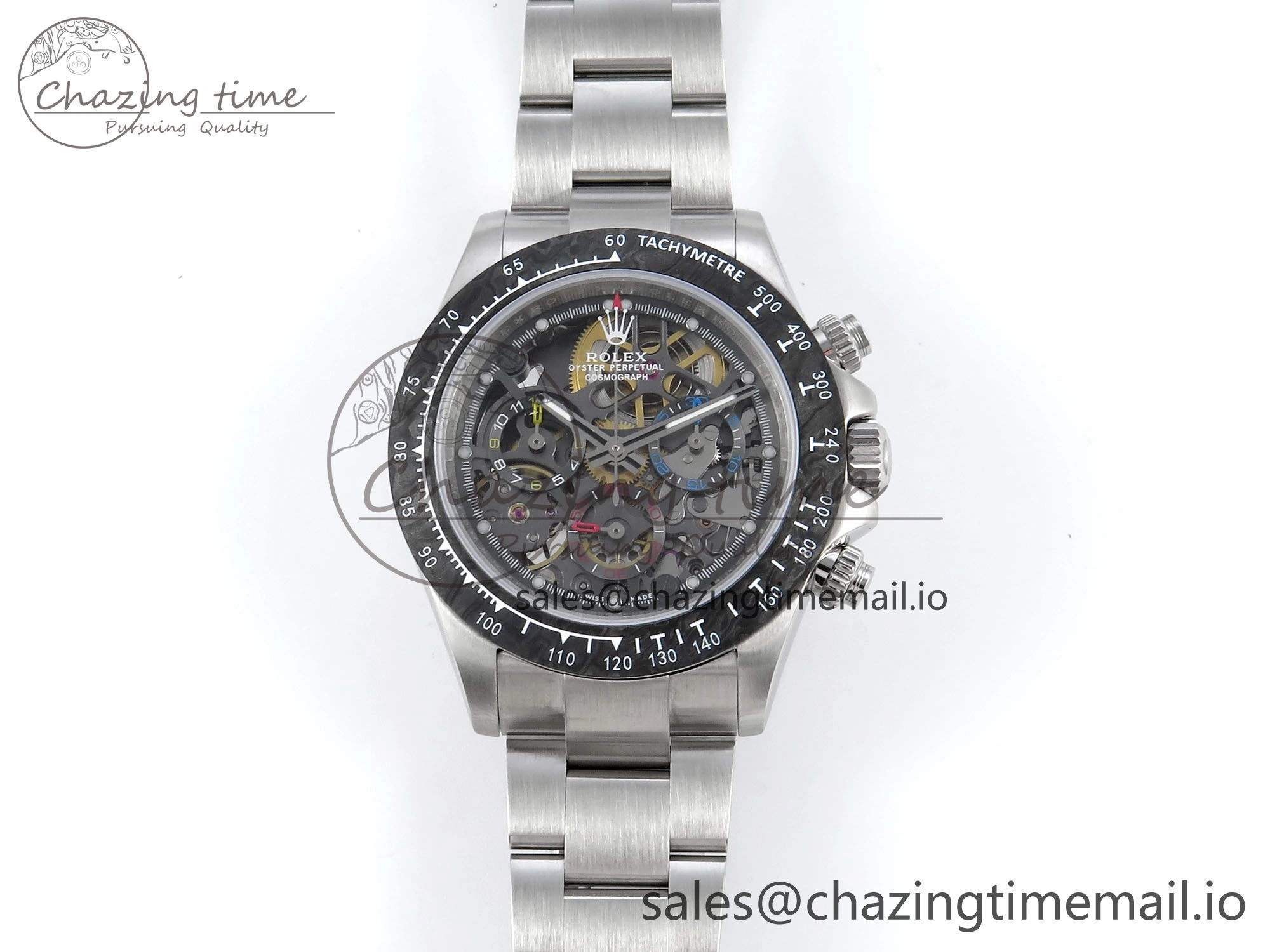 Stylish Daytona Artisans Skeleton SS ADGF Best Edition Skeleton Dial on SS Oyster Bracelet SA 753