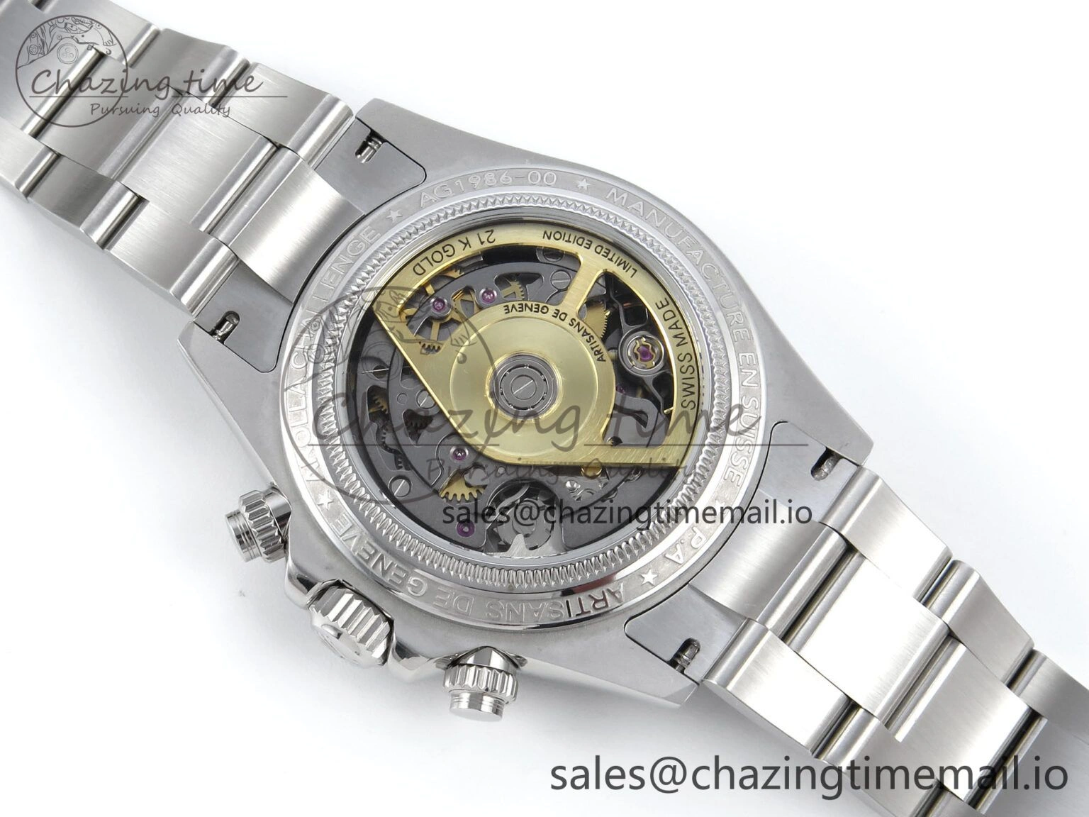 Stylish Daytona Artisans Skeleton SS ADGF Best Edition Skeleton Dial on SS Oyster Bracelet SA 753