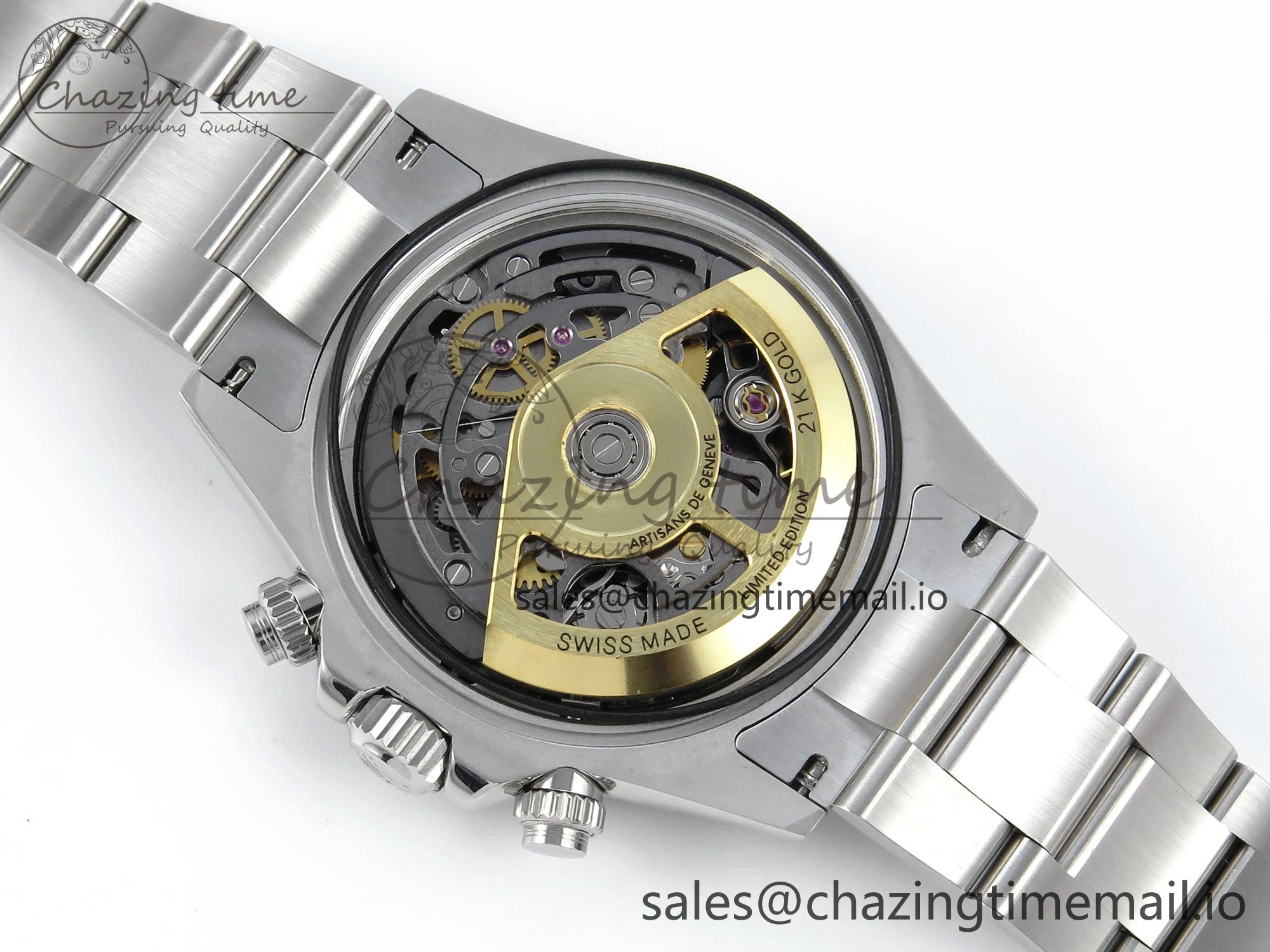 Stylish Daytona Artisans Skeleton SS ADGF Best Edition Skeleton Dial on SS Oyster Bracelet SA 753