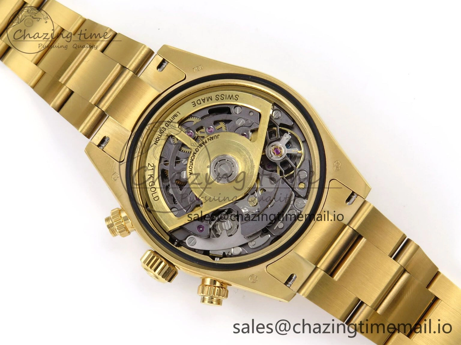 Daytona Artisans Skeleton YG ADGF Best Edition Blue Ceramic Bezel Skeleton Dial on YG Oyster Bracelet SA OnTrend 1174