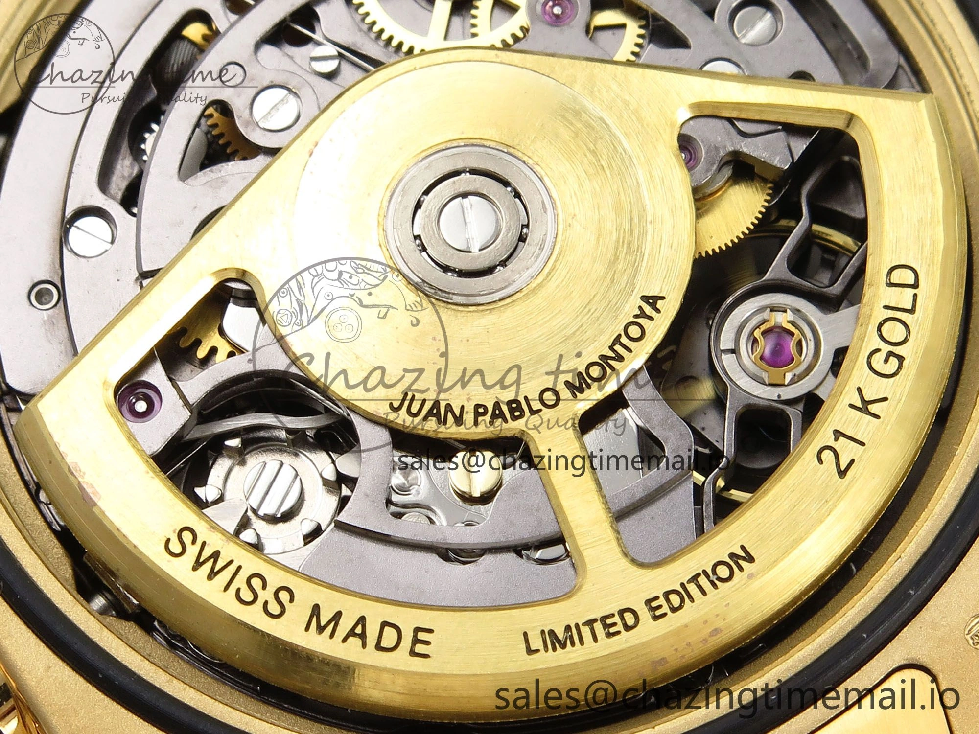 Daytona Artisans Skeleton YG ADGF Best Edition Blue Ceramic Bezel Skeleton Dial on YG Oyster Bracelet SA OnTrend 1174