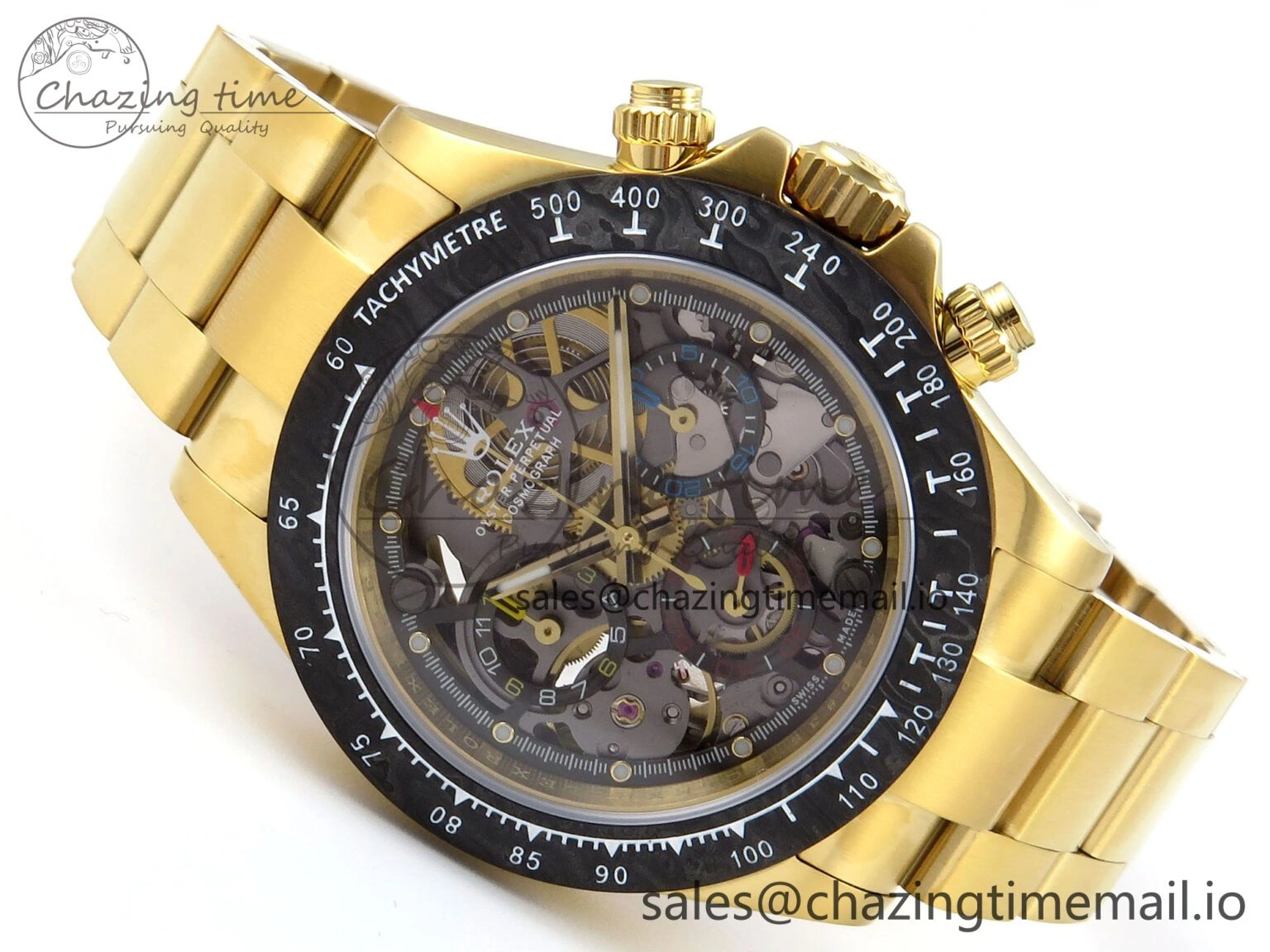 SoftTouch Daytona Artisans Skeleton YG ADGF Best Edition Skeleton Dial on YG Oyster Bracelet SA 754