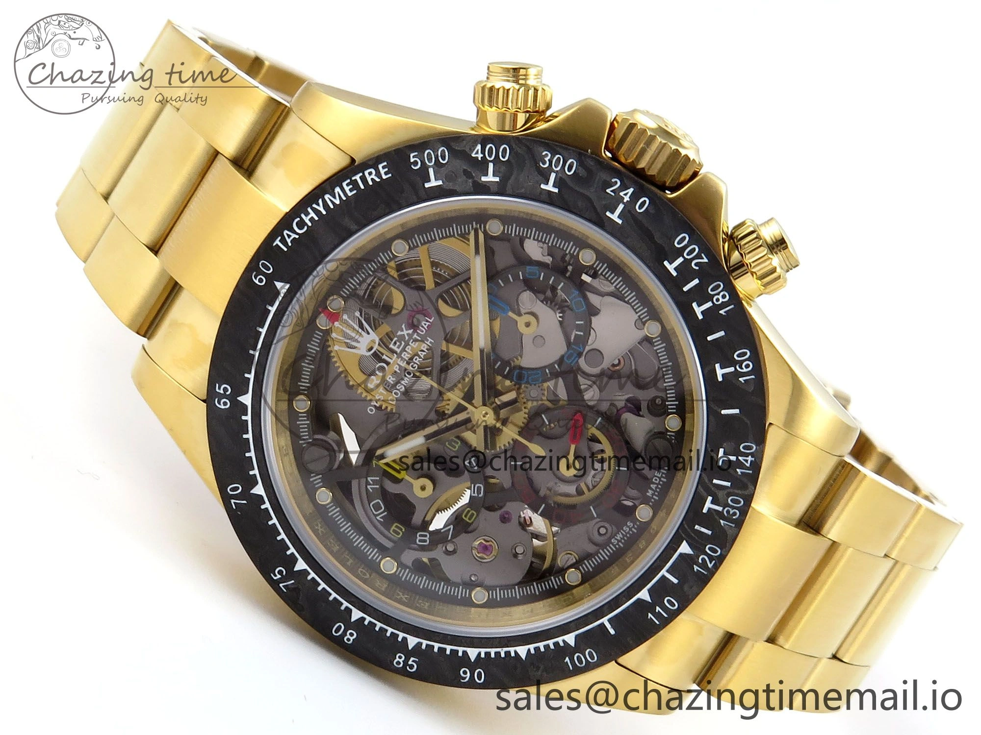SoftTouch Daytona Artisans Skeleton YG ADGF Best Edition Skeleton Dial on YG Oyster Bracelet SA 754