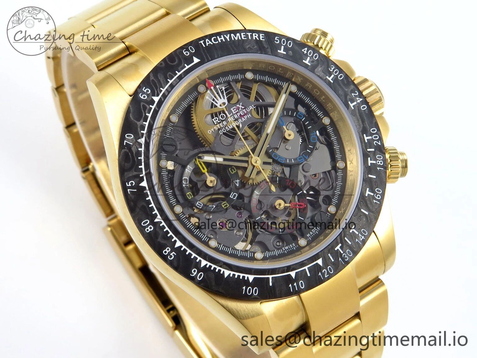 SoftTouch Daytona Artisans Skeleton YG ADGF Best Edition Skeleton Dial on YG Oyster Bracelet SA 754