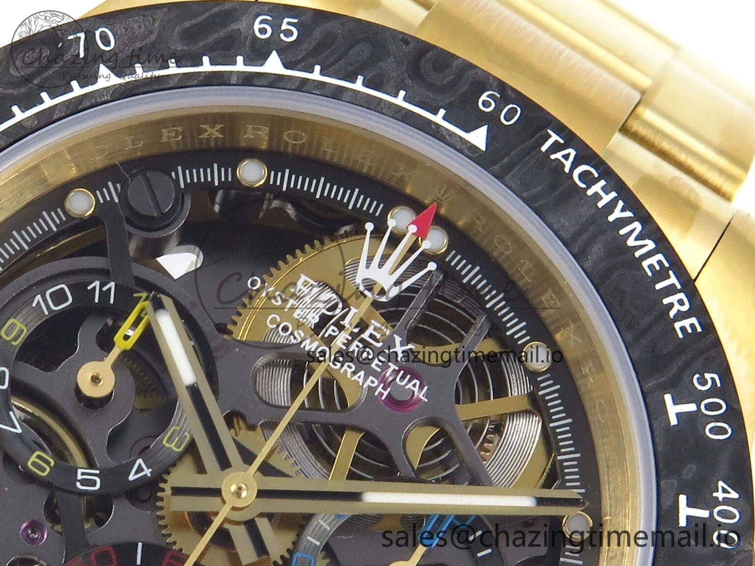 SoftTouch Daytona Artisans Skeleton YG ADGF Best Edition Skeleton Dial on YG Oyster Bracelet SA 754