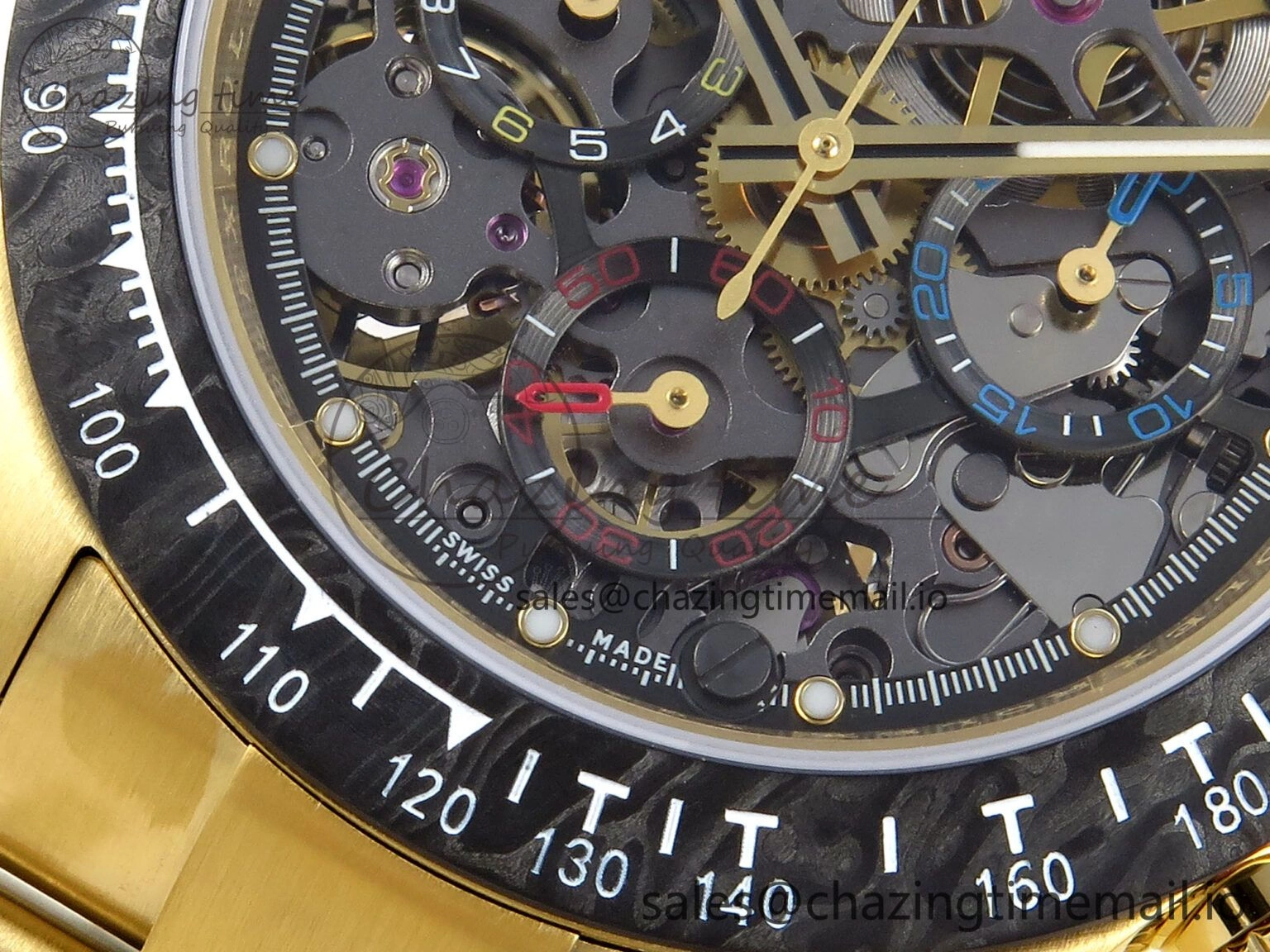 SoftTouch Daytona Artisans Skeleton YG ADGF Best Edition Skeleton Dial on YG Oyster Bracelet SA 754