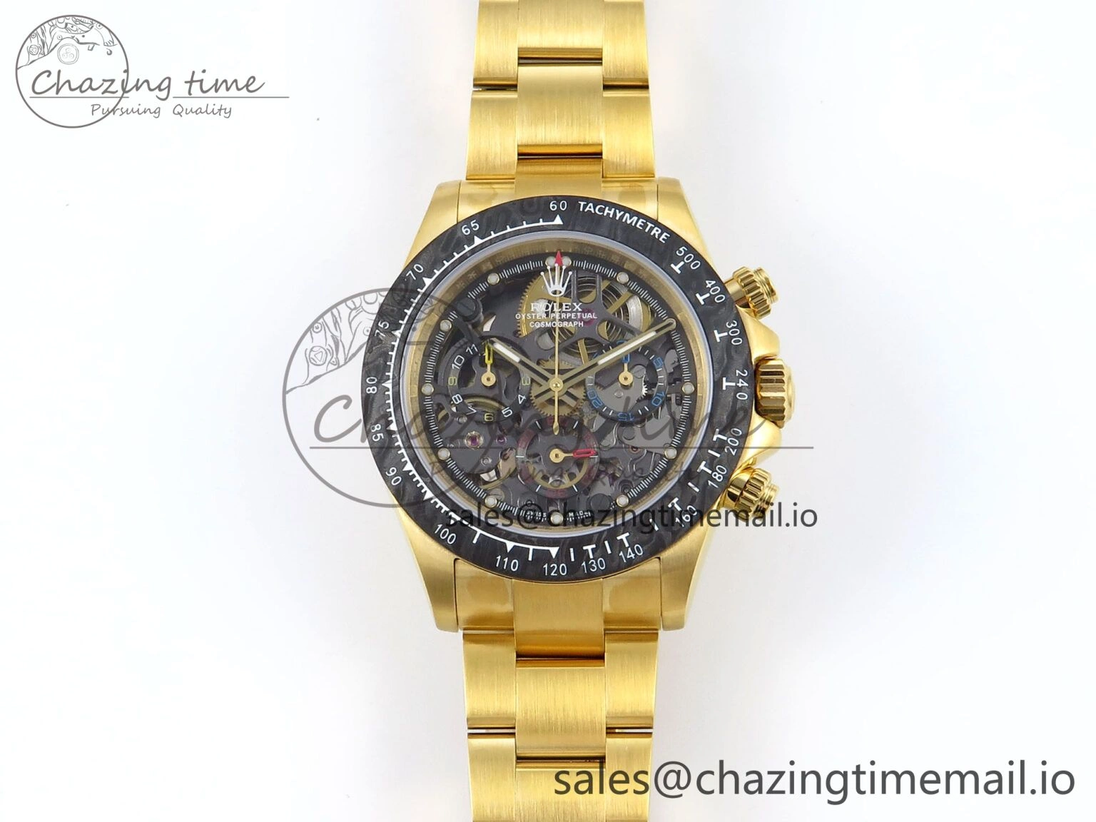 SoftTouch Daytona Artisans Skeleton YG ADGF Best Edition Skeleton Dial on YG Oyster Bracelet SA 754