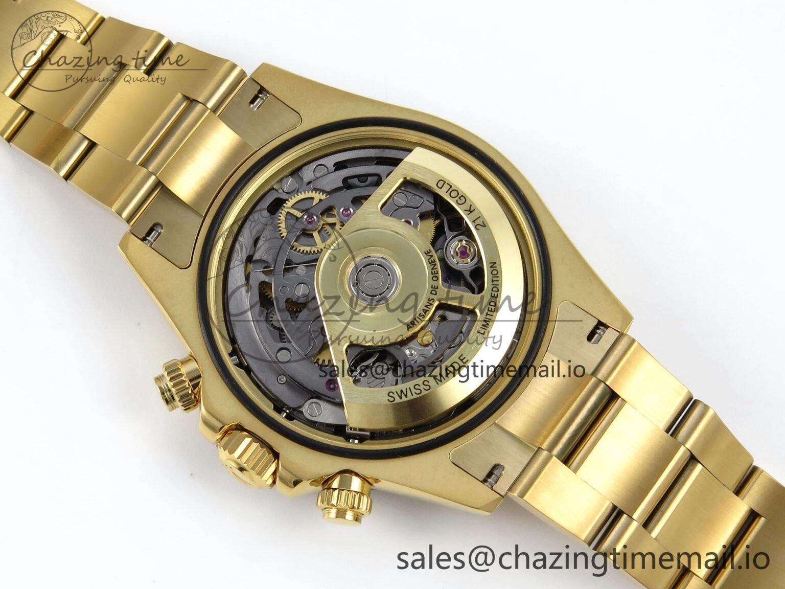 SoftTouch Daytona Artisans Skeleton YG ADGF Best Edition Skeleton Dial on YG Oyster Bracelet SA 754