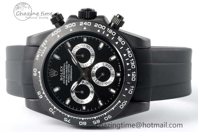 TravelReady Daytona Black Ceramic 5GF Best Edition Black Dial Black Pusher on Black Rubber Strap A 2330