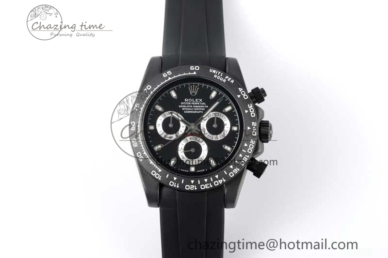 TravelReady Daytona Black Ceramic 5GF Best Edition Black Dial Black Pusher on Black Rubber Strap A 2330