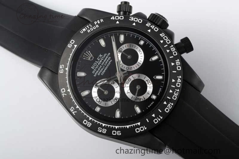 TravelReady Daytona Black Ceramic 5GF Best Edition Black Dial Black Pusher on Black Rubber Strap A 2330