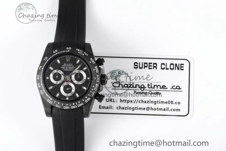 TravelReady Daytona Black Ceramic 5GF Best Edition Black Dial Black Pusher on Black Rubber Strap A 2330