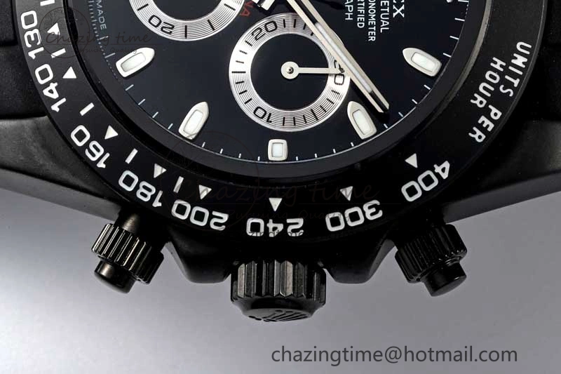 TravelReady Daytona Black Ceramic 5GF Best Edition Black Dial Black Pusher on Black Rubber Strap A 2330