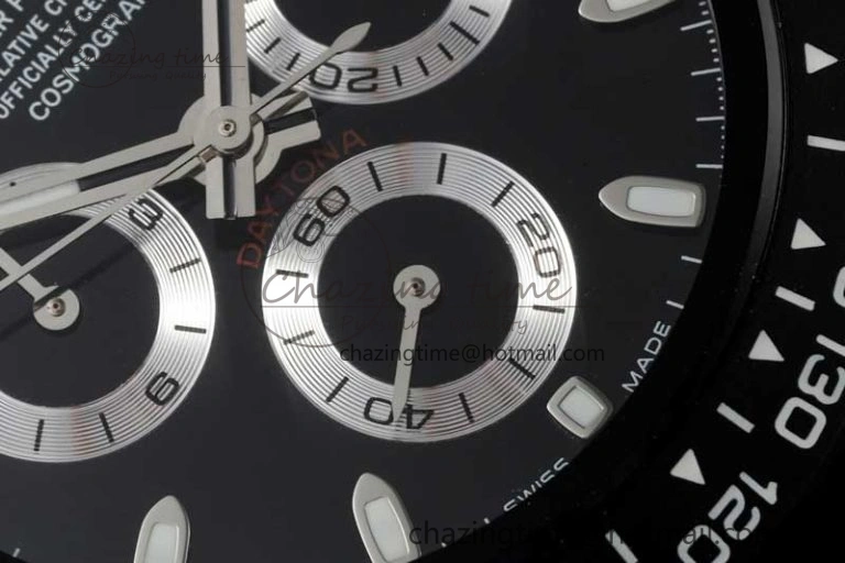 Classic Daytona Black Ceramic 5GF Best Edition Black Dial SS Pusher on Black Rubber Strap A 2331