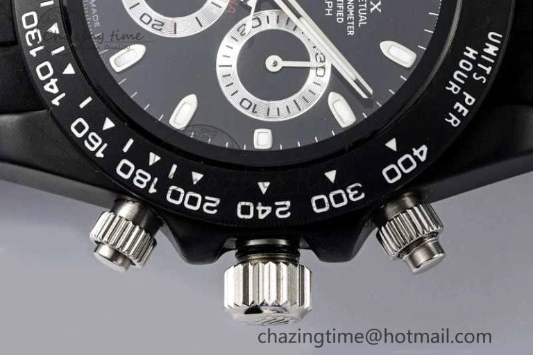 Classic Daytona Black Ceramic 5GF Best Edition Black Dial SS Pusher on Black Rubber Strap A 2331