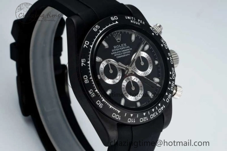 Classic Daytona Black Ceramic 5GF Best Edition Black Dial SS Pusher on Black Rubber Strap A 2331