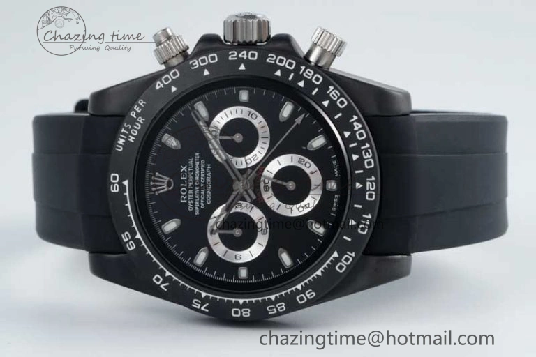 Classic Daytona Black Ceramic 5GF Best Edition Black Dial SS Pusher on Black Rubber Strap A 2331