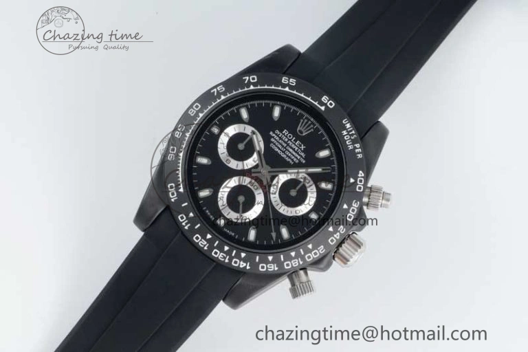 Classic Daytona Black Ceramic 5GF Best Edition Black Dial SS Pusher on Black Rubber Strap A 2331