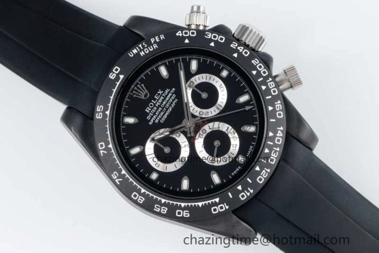 Classic Daytona Black Ceramic 5GF Best Edition Black Dial SS Pusher on Black Rubber Strap A 2331
