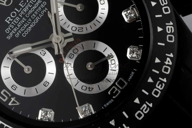 Daytona Black Ceramic 5GF Best Edition Black Diamonds Dial Black Pusher on Black Rubber Strap A Attractive 2333
