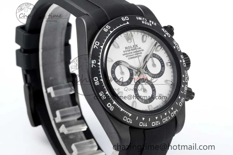 OdorResistant Daytona Black Ceramic 5GF Best Edition White Dial Black Pusher on Black Rubber Strap A 2332
