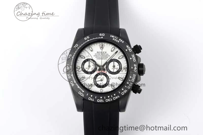 OdorResistant Daytona Black Ceramic 5GF Best Edition White Dial Black Pusher on Black Rubber Strap A 2332