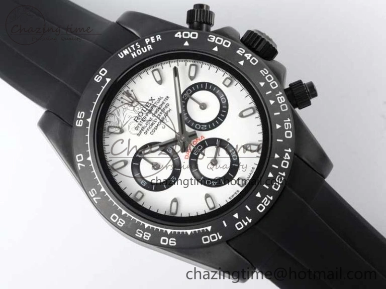 OdorResistant Daytona Black Ceramic 5GF Best Edition White Dial Black Pusher on Black Rubber Strap A 2332