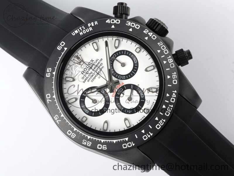 OdorResistant Daytona Black Ceramic 5GF Best Edition White Dial Black Pusher on Black Rubber Strap A 2332