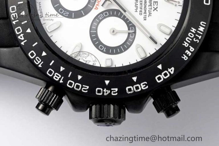 OdorResistant Daytona Black Ceramic 5GF Best Edition White Dial Black Pusher on Black Rubber Strap A 2332