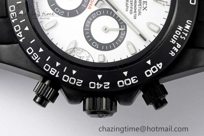 OdorResistant Daytona Black Ceramic 5GF Best Edition White Dial Black Pusher on Black Rubber Strap A 2332