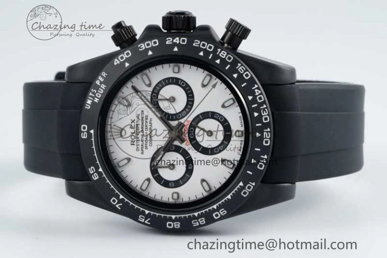 OdorResistant Daytona Black Ceramic 5GF Best Edition White Dial Black Pusher on Black Rubber Strap A 2332