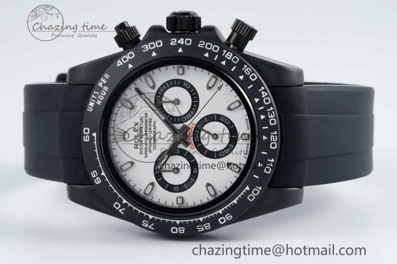 OdorResistant Daytona Black Ceramic 5GF Best Edition White Dial Black Pusher on Black Rubber Strap A 2332