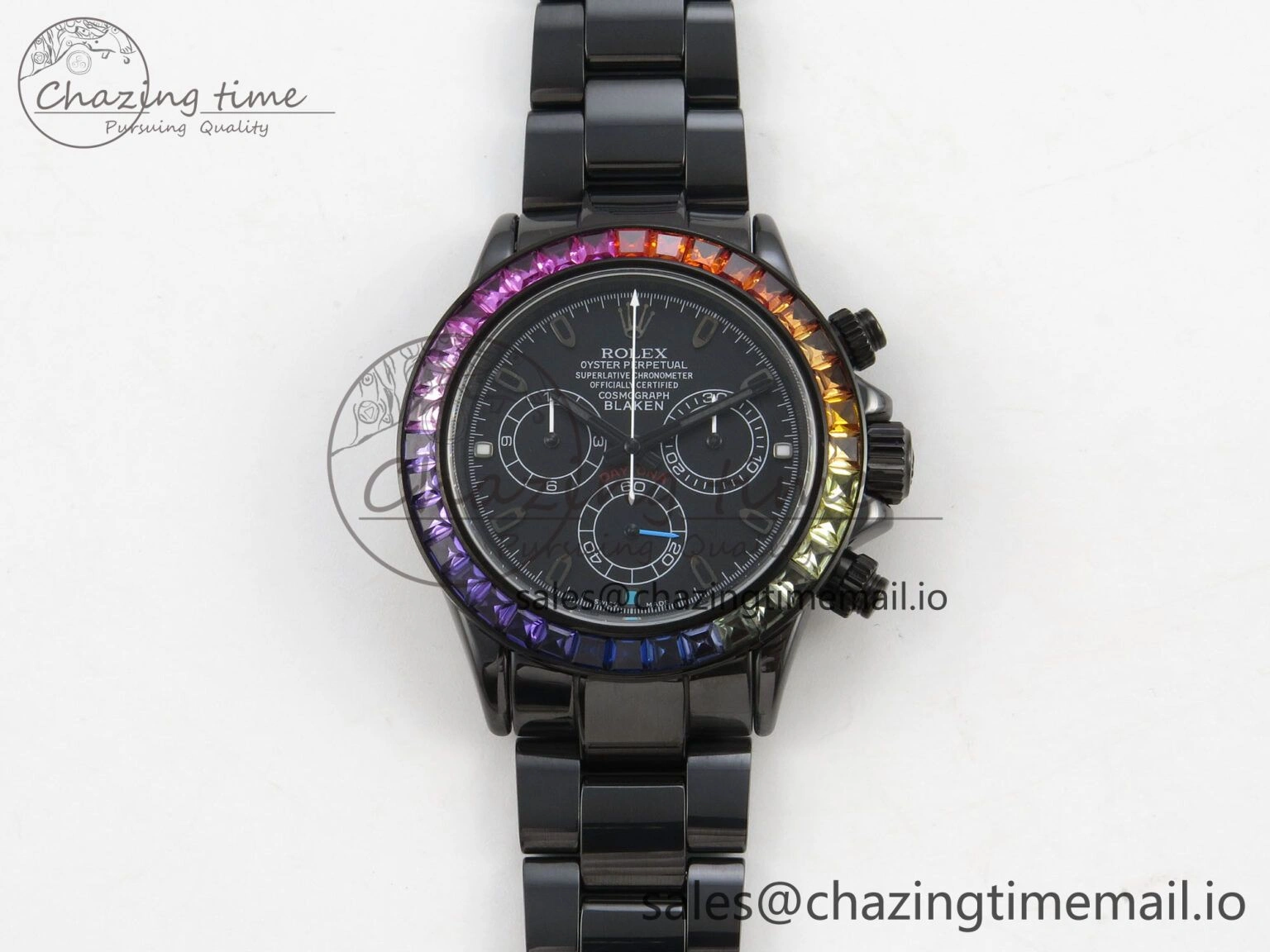 Lightweight Daytona Black Ceramic Case and Bracelet Black Rainbow Dial Rainbow Bezel SONIC Best Edition SA 180