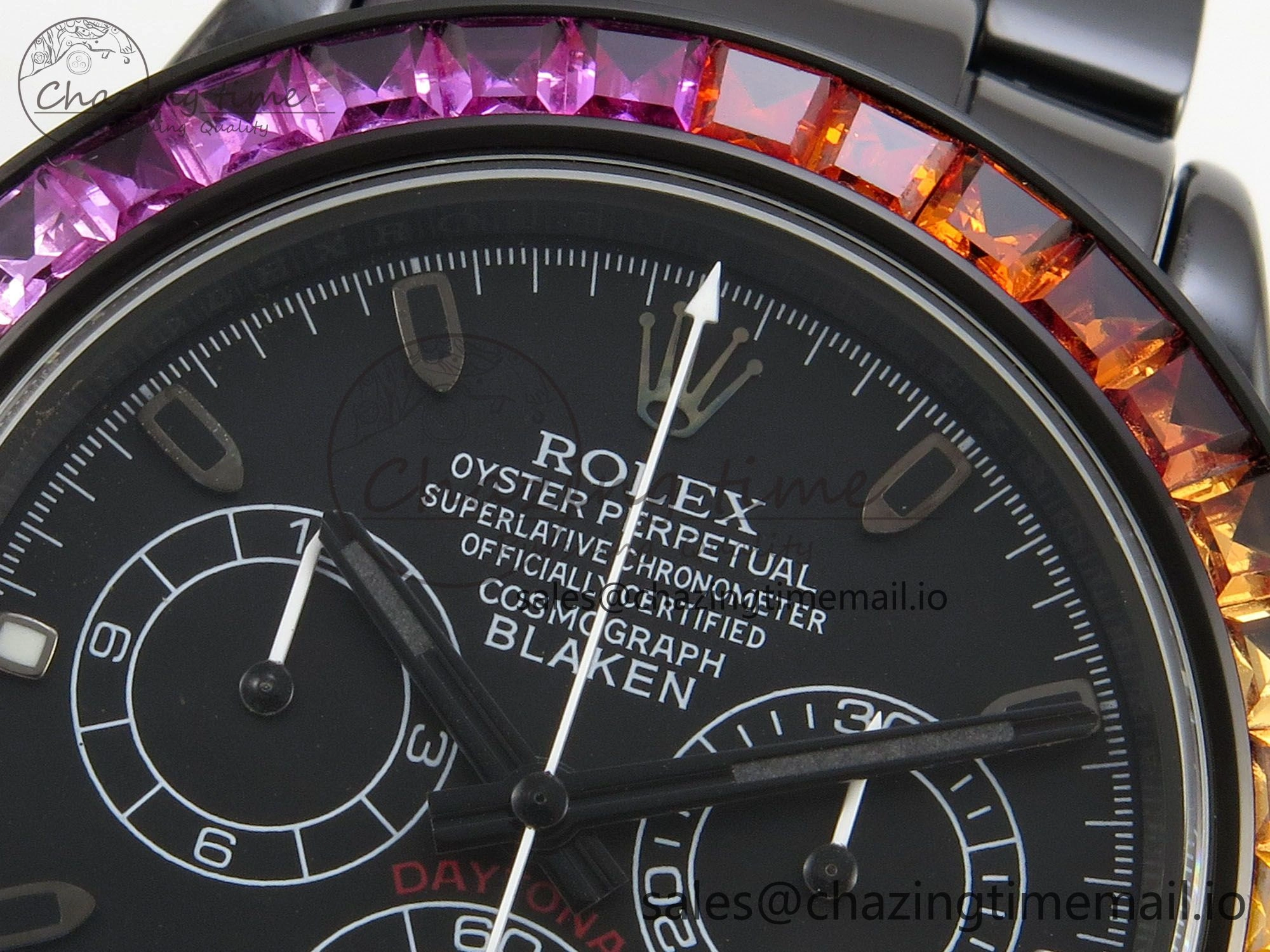 Lightweight Daytona Black Ceramic Case and Bracelet Black Rainbow Dial Rainbow Bezel SONIC Best Edition SA 180