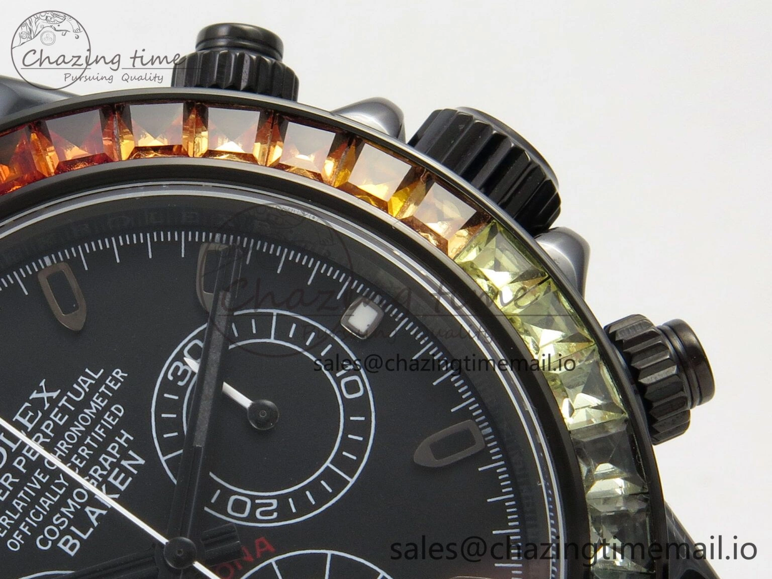 Lightweight Daytona Black Ceramic Case and Bracelet Black Rainbow Dial Rainbow Bezel SONIC Best Edition SA 180