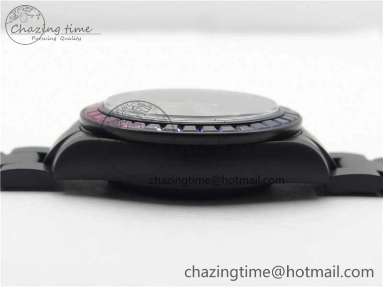Daytona Blaken Rainbow Crystal Bezel PVD OXF Best Edition Black Dial on PVD Bracelet A Elegant 2942