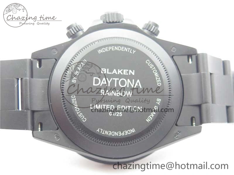 Daytona Blaken Rainbow Crystal Bezel PVD OXF Best Edition Black Dial on PVD Bracelet A Elegant 2942