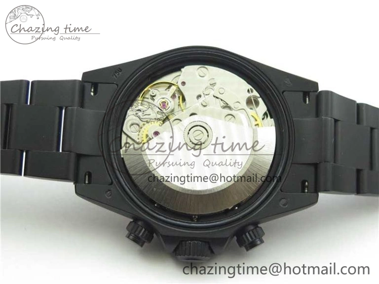 GoAnywhere Daytona Blaken Rainbow Crystal Bezel PVD VR Best Edition Black Dial on PVD Bracelet A7750 V 2759