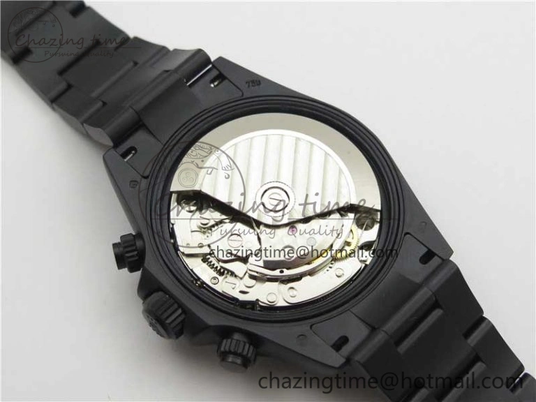 GoAnywhere Daytona Blaken Rainbow Crystal Bezel PVD VR Best Edition Black Dial on PVD Bracelet A7750 V 2759